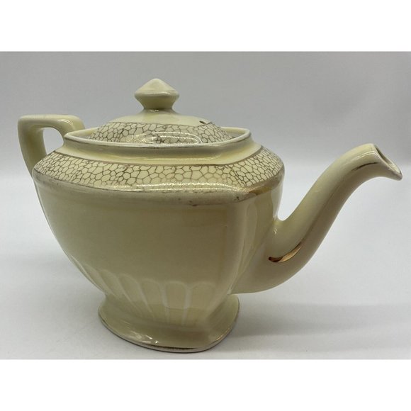 Hall Ceramic Vintage Hollywood Teapot Warm Yellow and Gold Hall 0118S 6 Cup MCM - Picture 11 of 16